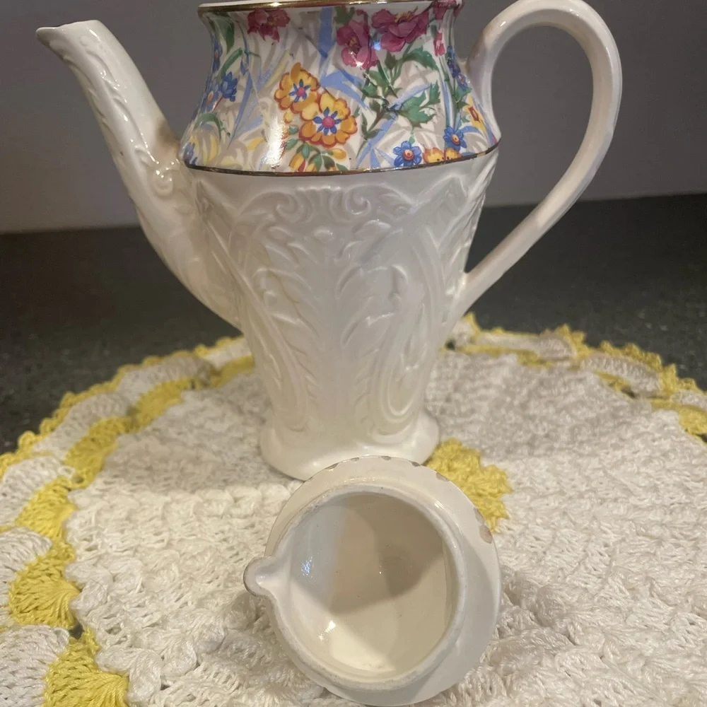 Rare VTG Erphila Brighton Cheery Chintz Mini Embossed Coffee Pot | 6”H | Repair
